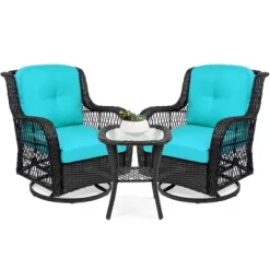 Best Choice Products 3-Piece Patio Wicker Bistro Furniture Set W/ 2 Cushioned Swivel Rocking Chairs, Side Table -Outdoor Furniture Store GUEST 8f33b615 b9f6 4272 8251 e24e2de3929d
