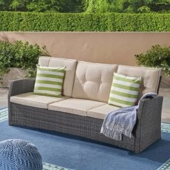 Sanger Wicker Sofa - Gray/Beige - Christopher Knight Home -Outdoor Furniture Store GUEST 8f8dbec4 23bd 4091 bc14 c47d7a333dd7