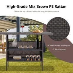 Costway Patio Rattan Wicker Bar Height Counter Table Storage Shelf Rail Garden -Outdoor Furniture Store GUEST 8fa04741 4a52 4d29 8427 f6a8c41b7c90