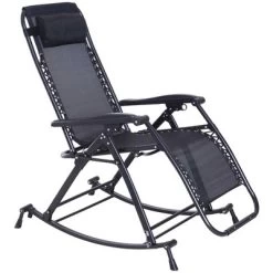 Outsunny Zero Gravity Reclining Rocking Chair, Lounge Rocker, Folding, Pillow, Side Tray, Cup And Phone Holder -Outdoor Furniture Store GUEST 8fa27118 2b85 41e1 b853 f5706f259306