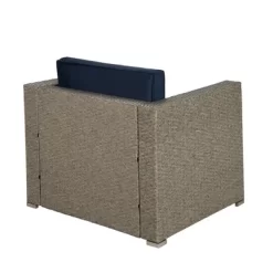 6pc Outdoor Rattan Wicker Set With Sectional, Chairs, Accent Table & Ottoman - Gray/Navy - GODEER -Outdoor Furniture Store GUEST 90124ec3 f9c7 4210 acf2 8fa52cc6b316 1