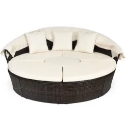 Costway Patio Rattan Daybed Cushioned Sofa Adjustable Table Top Canopy 3 Pillows -Outdoor Furniture Store GUEST 9045f603 44e1 4c15 a480 52d5bd71e2ee