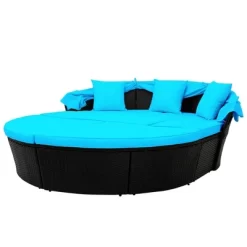 6pc Wicker Round Outdoor Sectional Set With Cushions - Black/Blue - GODEER 33 6pc Wicker Round Outdoor Sectional Set With Cushions - Black/Blue - GODEER -Outdoor Furniture Store GUEST 90526adf ee9a 4e0b b428 8a6d579f4f98