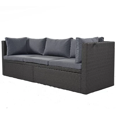 4pc Outdoor Wicker Rectangle Daybed With Canopy & Cushions - Gray - GODEER 9 4pc Outdoor Wicker Rectangle Daybed With Canopy & Cushions - Gray - GODEER - Image 7
