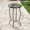 Northlight 19" Blue And Red Cardinal Glass Patio Side Table -Outdoor Furniture Store GUEST 9067c5fa ec23 444d 8a85 df7acdcbab91