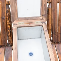 Outsunny Wooden Double Adirondack Chair Loveseat With Inset Ice Bucket, Table, Rustic Look, & Weather-Resistant Varnish -Outdoor Furniture Store GUEST 907d9241 9cef 4304 90f1 f1393b22122b