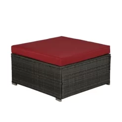 6pc Outdoor Rattan Wicker Conversation Set With Chairs, Coffee Table & Cushions - Gray/Red - GODEER 15 6pc Outdoor Rattan Wicker Conversation Set With Chairs, Coffee Table & Cushions - Gray/Red - GODEER -Outdoor Furniture Store GUEST 90d928bc 0069 4e0b 927a c737845120c6