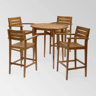 Stamford 5pc Acacia Wood Rustic Bar Set Teak Finish - Christopher Knight Home 3 Stamford 5pc Acacia Wood Rustic Bar Set Teak Finish - Christopher Knight Home