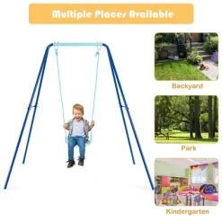 Costway Outdoor Kids Swing Set Heavy Duty Metal A-Frame W/ Ground Stakes -Outdoor Furniture Store GUEST 9150fb7d 4c92 4ee2 a5d4 e41f79b18fb6