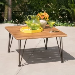 Zion Acacia Wood Square Patio Coffee Table - Teak - Christopher Knight Home