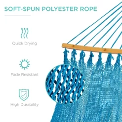 Best Choice Products 2-Person Woven Polyester Outdoor Caribbean Hammock W/ Curved Bamboo Spreader Bar