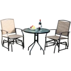 Costway 3PCS Patio Bistro Furniture Set Rocking Glider Chair Glass Table -Outdoor Furniture Store GUEST 9264a053 89d8 4bac ae81 51474c9bdcd7