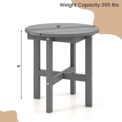 Costway Patio 18'' Adirondack Round Side Table All Weather HDPE End Table Outdoor Grey 4 Costway Patio 18'' Adirondack Round Side Table All Weather HDPE End Table Outdoor Grey - Image 2