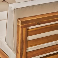 Oana 5pc Acacia Wood V-Shaped Sectional Sofa Set Teak/Beige - Christopher Knight Home -Outdoor Furniture Store GUEST 92b45b4d ba81 46b3 9fad e6e0528c5999