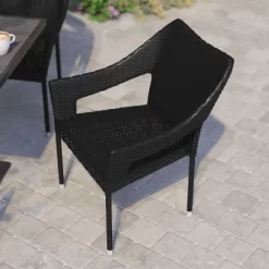 Flash Furniture Ethan Commercial Grade Stacking Patio Chair, All Weather PE Rattan Wicker Patio Dining Chair -Outdoor Furniture Store GUEST 92cfef0f 99c2 40d9 a379 c14d6f42db7f