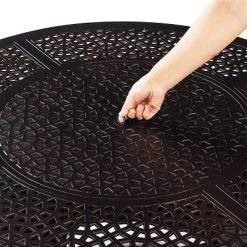 5pc Outdoor Fire Table Set With Geometric 44" Round Fire Table, 4 Deep Seating Swivel Rocking Chairs & Table Fabric Covers - Oakland Living -Outdoor Furniture Store GUEST 9303853c dbb1 4cd4 878d 115d462ed9ab