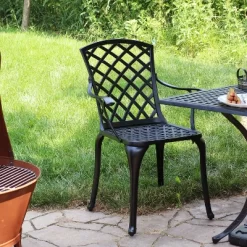 Sunnydaze Decor Sunnydaze Outdoor Crossweave Design Black Cast Aluminum Patio Dining Chair, 2pk -Outdoor Furniture Store GUEST 934e2d31 9ae1 4e9f 8083 9789493e2f84