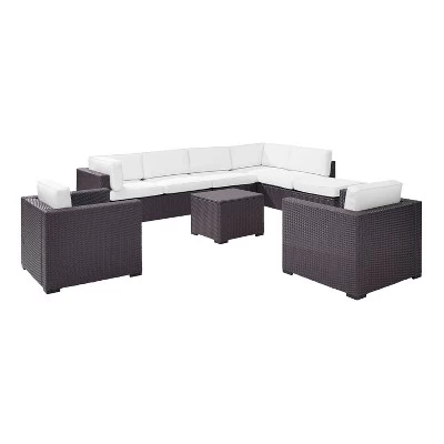 Biscayne 7pc Outdoor Wicker Sectional Set - White - Crosley 4 Biscayne 7pc Outdoor Wicker Sectional Set - White - Crosley - Image 2