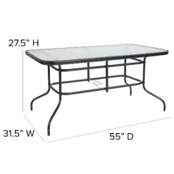 Emma And Oliver 7 Piece Patio Table & Chairs Set With 31.5"x55" Rectangular Metal Table With Tempered Glass Top And 6 Black Aluminum Stacking Chairs 14 Emma And Oliver 7 Piece Patio Table & Chairs Set With 31.5"x55" Rectangular Metal Table With Tempered Glass Top And 6 Black Aluminum Stacking Chairs -Outdoor Furniture Store GUEST 939aeb46 2557 44a2 b382 da6848def9ca