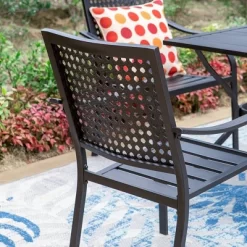 7pc Outdoor Dining Set With Steel Chairs & Large Metal Rectangle Table With Umbrella Hole - Captiva Designs -Outdoor Furniture Store GUEST 93d8bdfc adee 4f56 ae98 ca655d480d15