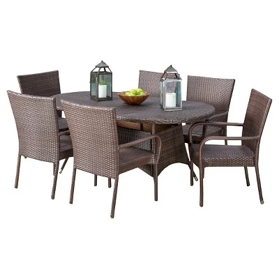 Blakely 7pc Wicker Dining Set - Multibrown - Christopher Knight Home 3 Blakely 7pc Wicker Dining Set - Multibrown - Christopher Knight Home