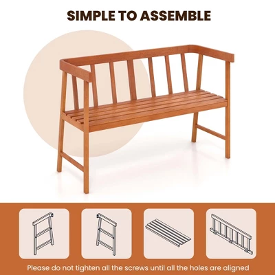 Costway Patio Acacia Wood Bench 2-Person Slatted Seat Backrest 800 Lbs Natural Outdoor 9 Costway Patio Acacia Wood Bench 2-Person Slatted Seat Backrest 800 Lbs Natural Outdoor - Image 7