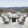 5pc Set With 34" Outdoor Round Aluminum Propane Fire Table & 4 Deep Seating Swivel Rocking Chairs & Lid - Oakland Living -Outdoor Furniture Store GUEST 9494b440 19d0 450d bb24 04158b560923