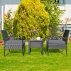 Tangkula 3 Pieces Patio Set Outdoor Wicker Rattan Furniture W/ Cushions Gray