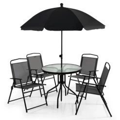 Costway 6 PCS Patio Dining Set Folding Chairs Glass Table Tilt Umbrella Garden 20 Costway 6 PCS Patio Dining Set Folding Chairs Glass Table Tilt Umbrella Garden -Outdoor Furniture Store GUEST 954095b4 0a2b 41d5 ae0d 09e8d6f16878