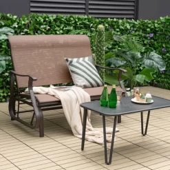 Costway 2-Person Patio Swing Glider Bench Loveseat Rocking Chair High Back Deck