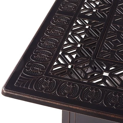 5pc Outdoor Dining Set With 42" Aluminum Square Medallion Design Fire Table & Deep Seating Swivel Rocking Chairs - Oakland Living 10 5pc Outdoor Dining Set With 42" Aluminum Square Medallion Design Fire Table & Deep Seating Swivel Rocking Chairs - Oakland Living - Image 8