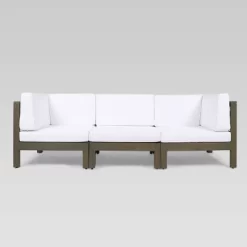 Brava 4pc Acacia Modular Sofa And Table Set - Gray/White - Christopher Knight Home -Outdoor Furniture Store GUEST 96bfc790 3a11 4760 bfa1 e8b88db7a36d