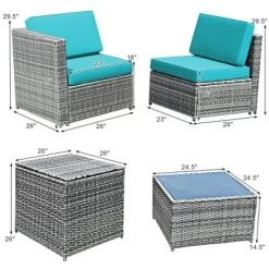 Costway 8 PCS Wicker Sofa Rattan Furniture Set Patio Furniture W/ Storage Table White BlackTurquoiseRed -Outdoor Furniture Store GUEST 96c91c79 1296 4055 841e 1c55113dc836