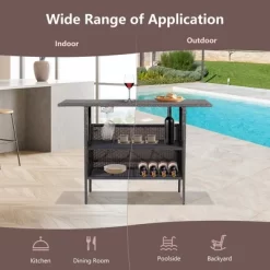 Costway Patio Rattan Wicker Bar Height Counter Table Storage Shelf Rail Garden -Outdoor Furniture Store GUEST 973c2b8f b636 4a42 a146 1ff9c8ba5f4a