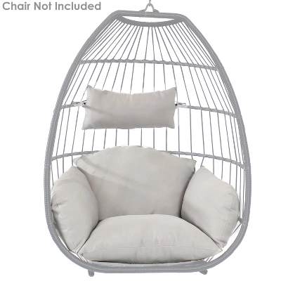 Sunnydaze Decor Sunnydaze Outdoor Resin Wicker Patio Oliver Lounge Hanging Basket Egg Chair Swing With Cushions, Headrest, And Steel Stand Set - Gray - 3pc 6 Sunnydaze Decor Sunnydaze Outdoor Resin Wicker Patio Oliver Lounge Hanging Basket Egg Chair Swing With Cushions, Headrest, And Steel Stand Set - Gray - 3pc - Image 4