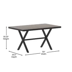 Flash Furniture Finch Commercial Grade X-Frame Outdoor Dining Table 59" X 35.5" With Faux Teak Poly Slats And Metal Frame -Outdoor Furniture Store GUEST 97521111 640a 4e1b b923 61c915cca92b