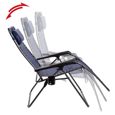 Timber Ridge FC-630-68080 Zero Gravity Locking Outdoor Patio Sun Lounger Recliner Lounge Chair With Cupholder, Blue 5 Timber Ridge FC-630-68080 Zero Gravity Locking Outdoor Patio Sun Lounger Recliner Lounge Chair With Cupholder, Blue - Image 3