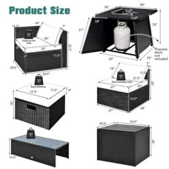 Costway 9PCS Patio Rattan Furniture Set Fire Pit Space-saving W/ Cushion Cover -Outdoor Furniture Store GUEST 9761d945 40c0 4217 b02f 0cd167b9f003