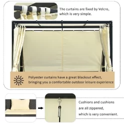 Patio Outdoor 3-Seat PE Rattan Swing Bed With Adjustable Curtains-ModernLuxe -Outdoor Furniture Store GUEST 9795784f 8a71 48c7 9cf7 1b3a0ee02346