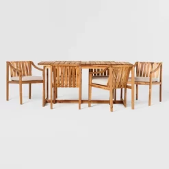 7pc Modern Slatted Wood Outdoor Dining Set - Saracina Home -Outdoor Furniture Store GUEST 97b97aff 19ee 4550 9126 93ae4bc68f53