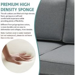 3-Seat Outdoor Patio Sofa Couch Chair Patio Aluminum 5" Thick Cushions (Grey) -Outdoor Furniture Store GUEST 97daaa1e fafd 4d07 aa4c 5b4294ee214c