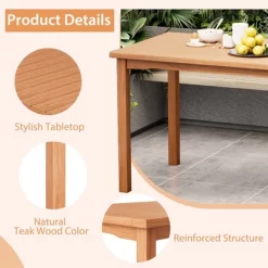 Costway Patio Rectangle Dining Table Teak Wood Spacious Slatted Tabletop Outdoor Up To 6 -Outdoor Furniture Store GUEST 9823ff5d 48df 40d7 bb1a 0ccff6c5785a