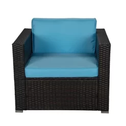 4pc Outdoor Wicker Conversation Set With Cushions - Blue/Brown - GODEER 18 4pc Outdoor Wicker Conversation Set With Cushions - Blue/Brown - GODEER -Outdoor Furniture Store GUEST 98763457 4e3f 469c b140 41dc7efadc1b 1