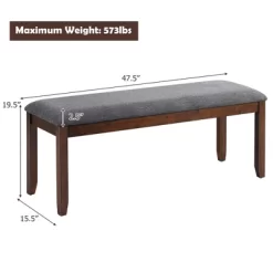 Costway Dining Bench Upholstered Entryway Bench Footstool Kitchen W/ Wood Legs -Outdoor Furniture Store GUEST 98962dc5 6b81 4d78 aa36 fee8946f718e