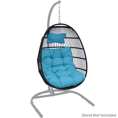 Sunnydaze Decor Sunnydaze Outdoor Resin Wicker Julia Hanging Basket Egg Chair Swing With Cushions And Headrest - 2pc 9 Sunnydaze Decor Sunnydaze Outdoor Resin Wicker Julia Hanging Basket Egg Chair Swing With Cushions And Headrest - 2pc - Image 7