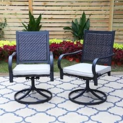 7pc Patio Dining Set With 360 Swivel Chairs With Cushions And 59"x35" Steel Table - Captiva Designs -Outdoor Furniture Store GUEST 99503190 de98 46e2 8e04 e379fed3df50