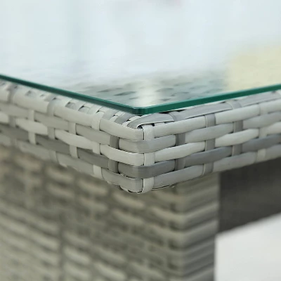 6pc Outdoor Set With Sectional & Glass Table - Gray - WELLFOR 5 6pc Outdoor Set With Sectional & Glass Table - Gray - WELLFOR - Image 3