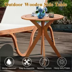 Costway 27'' Outdoor Round Table Solid Wood Coffee Side Bistro Table -Outdoor Furniture Store GUEST 9a6f1a15 085b 4285 8a4c 4584127d38a3