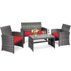 Tangkula 4-Piece Outdoor Patio Furniture Set Rattan Wicker Conversation Sofa Set -Outdoor Furniture Store GUEST 9a98e4c4 c77a 468c 9326 e5967386c80a