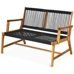 Costway 2-Person Patio Acacia Wood Bench Loveseat Chair Garden Furniture BlackGreyTurquoise -Outdoor Furniture Store GUEST 9ac96a2c f426 4d0f ab44 0569bd62bc7e